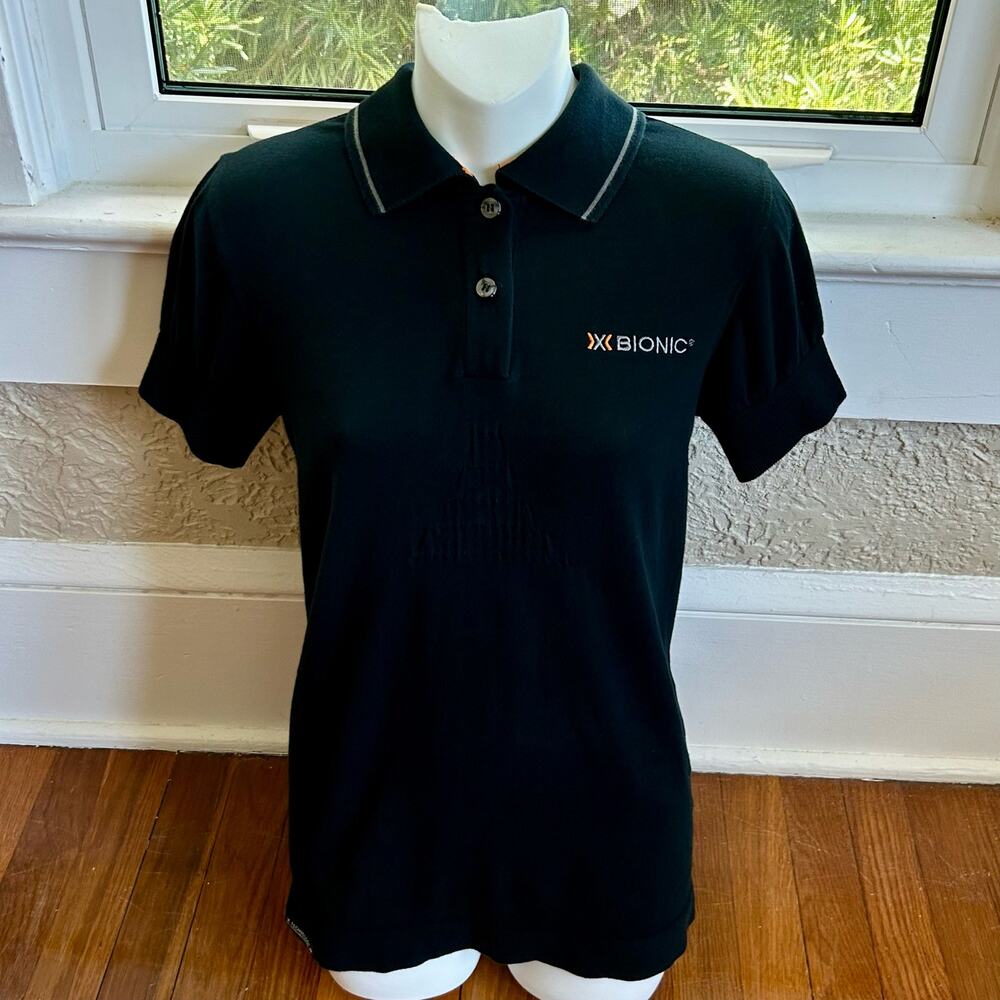 X-Bionic Womens Lady Black Short Sleeve Golf Polo Shirt Size Small